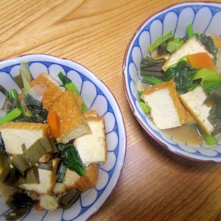 小松菜と厚揚げと早煮昆布の味醂醤油煮